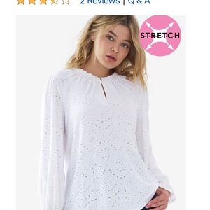 Ellos Elegant White Eyelet Blouse